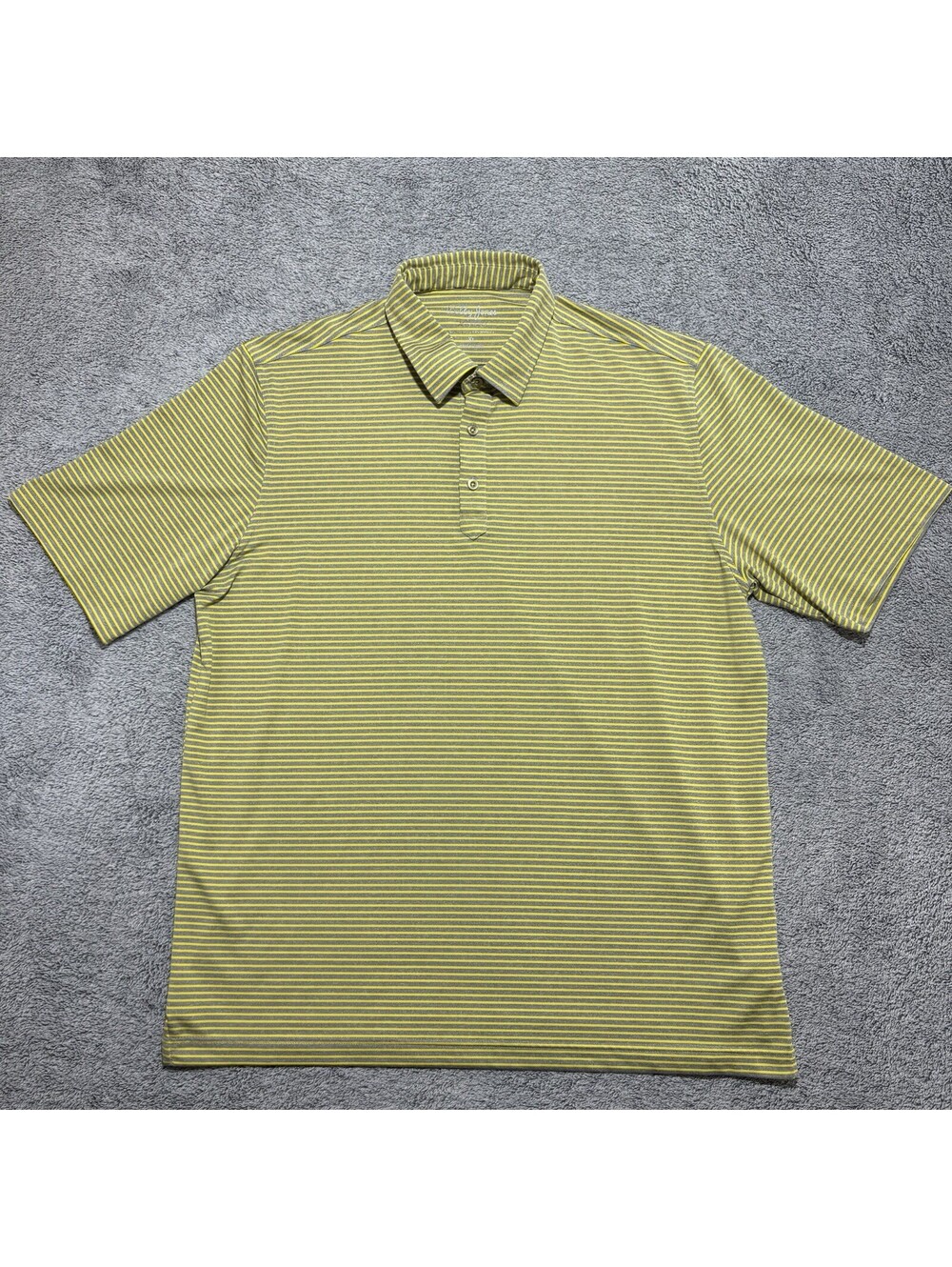 Bobby Jones Men’s Performance Golf Polo Shirt Size XLarge Grey/Yellow Striped